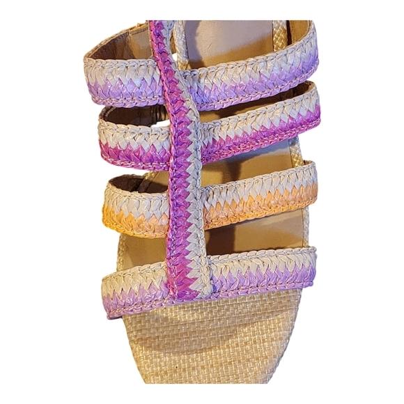 Antonio Melani Ombre Woven Raffia Strappy Sandals - Size 10M Boho Summer Shoes - Picture 5 of 10